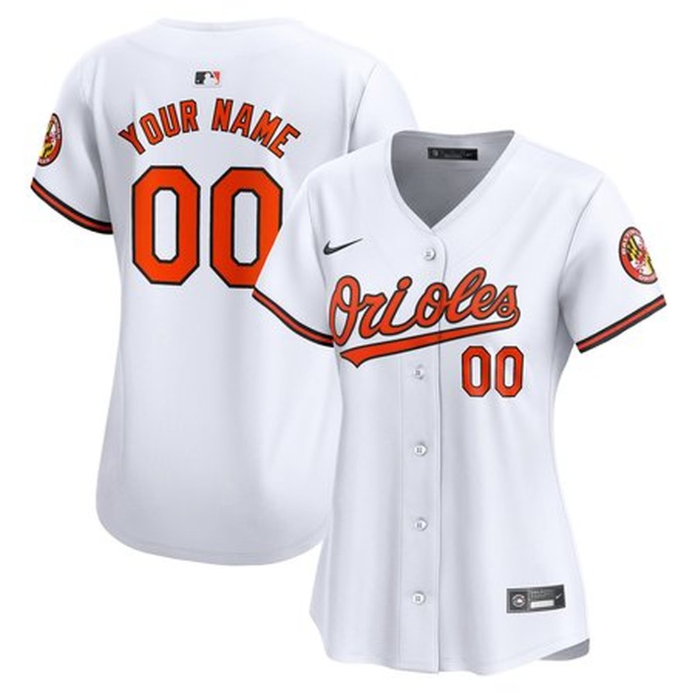Women’s Baltimore Orioles White Home Limited Custom Jersey