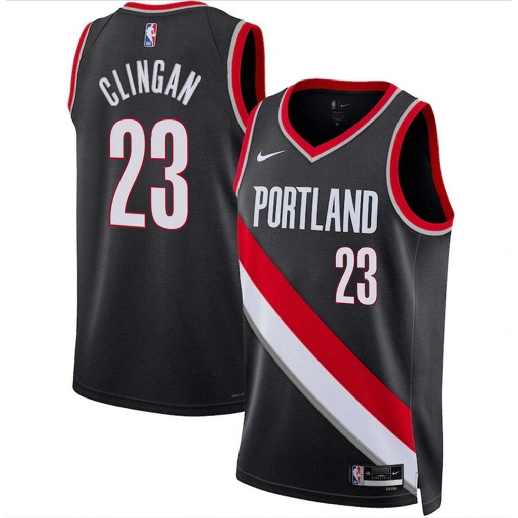 Men’s Portland Trail Blazers #23 Donovan Clingan Black 2024 Draft Icon Edition Stitched Basketball Jersey