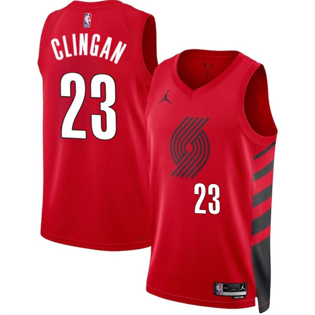 Men’s Portland Trail Blazers #23 Donovan Clingan Red 2024 Draft Statement Edition Stitched Basketball Jersey