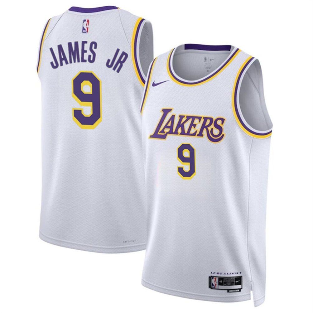 Men’s Los Angeles Lakers #9 Bronny James Jr. White 2024 Draft Association Edition Stitched Basketball Jersey