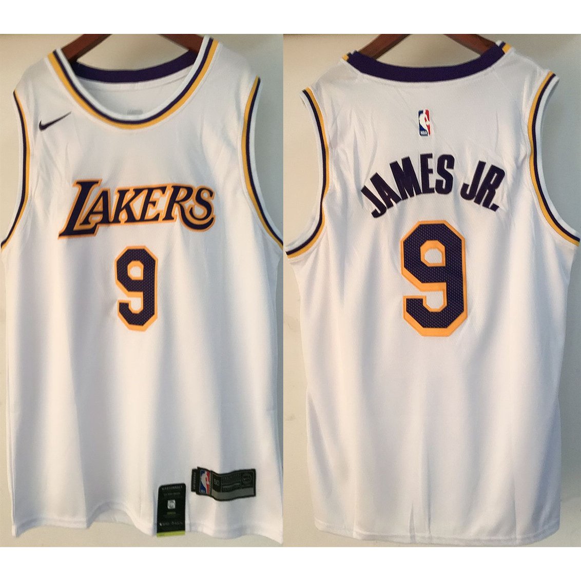 Men’s Los Angeles Lakers #9 Bronny James Jr. White 2024 Draft Icon Edition Stitched Basketball Jersey