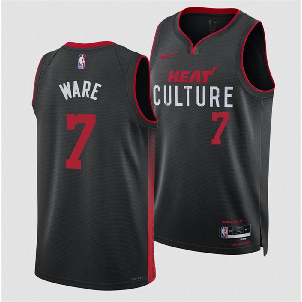Men’s Miami Heat #7 Kel’el Were Black 2024 Draft City Edition Stitched Basketball Jersey