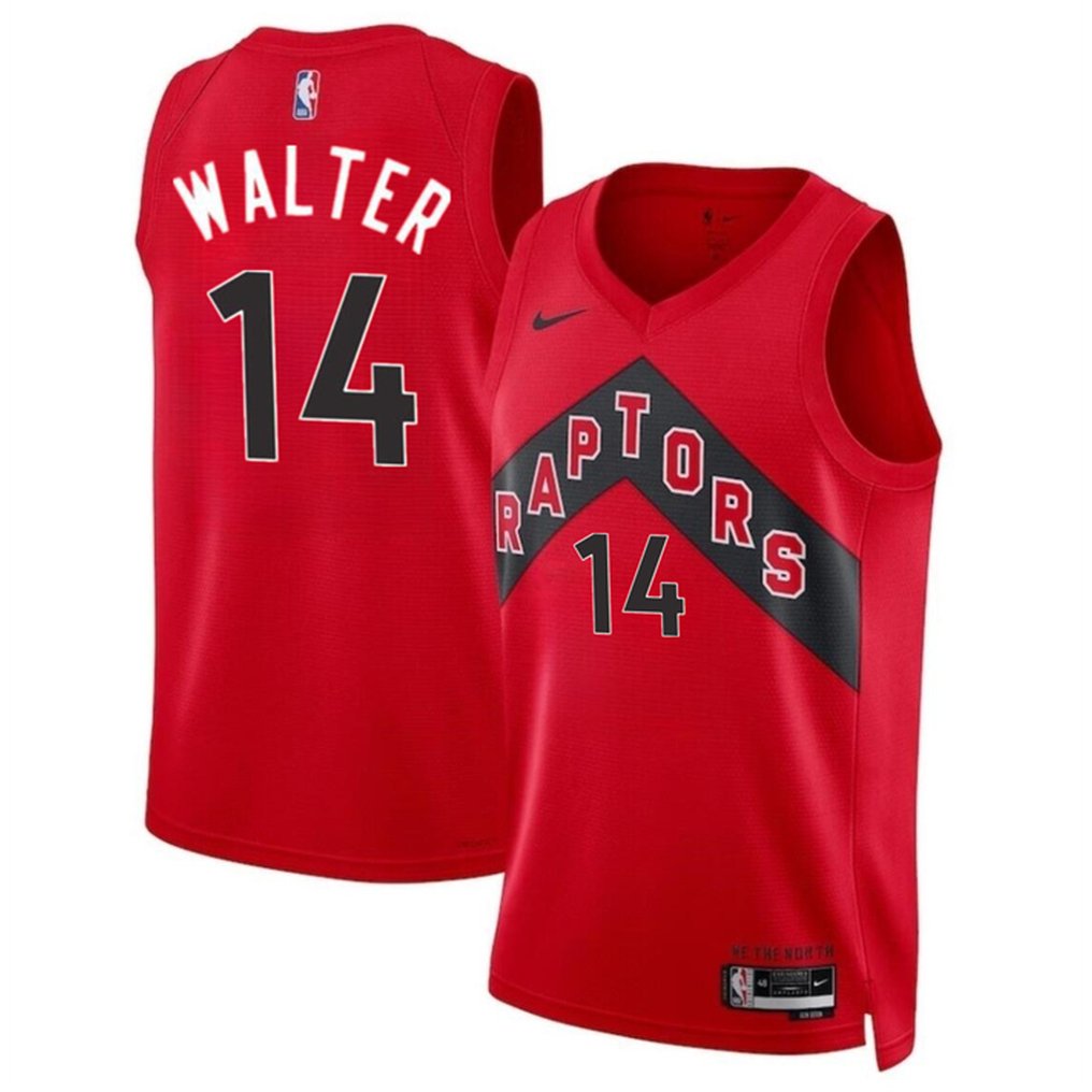 Men’s Toronto Raptors #14 Ja’ Kobe Walter Red 2024 Draft Icon Edition Stitched Basketball Jersey
