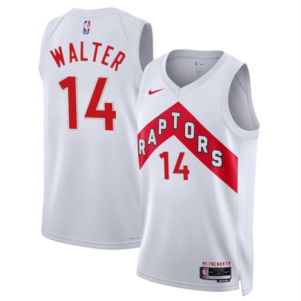 Men’s Toronto Raptors #14 Ja’ Kobe Walter White 2024 Draft Association Edition Stitched Basketball Jersey