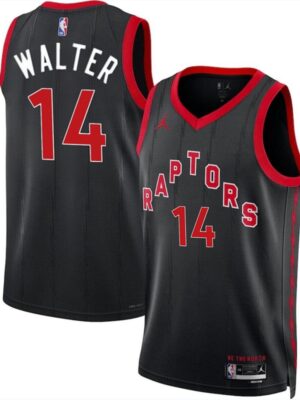 Men's Toronto Raptors #14 Ja'Kobe Walter Black 2024 Draft Statement Edition Stitched Basketball Jersey