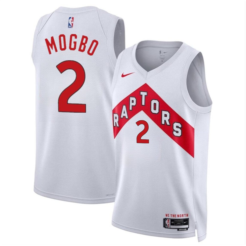 Men’s Toronto Raptors #2 Jonathan Mogbo White 2024 Draft Association Edition Stitched Basketball Jersey