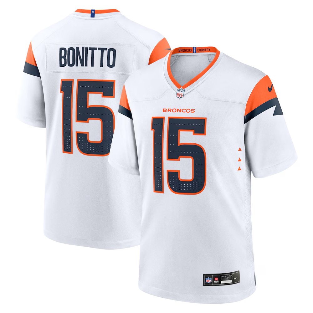 Youth Denver Broncos #15 Nik Bonitto White Team Game Jersey