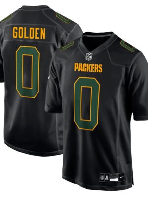 Men's Green Bay Packers #0 Matthew Golden Nike Carbon Black Fashion Game Jersey