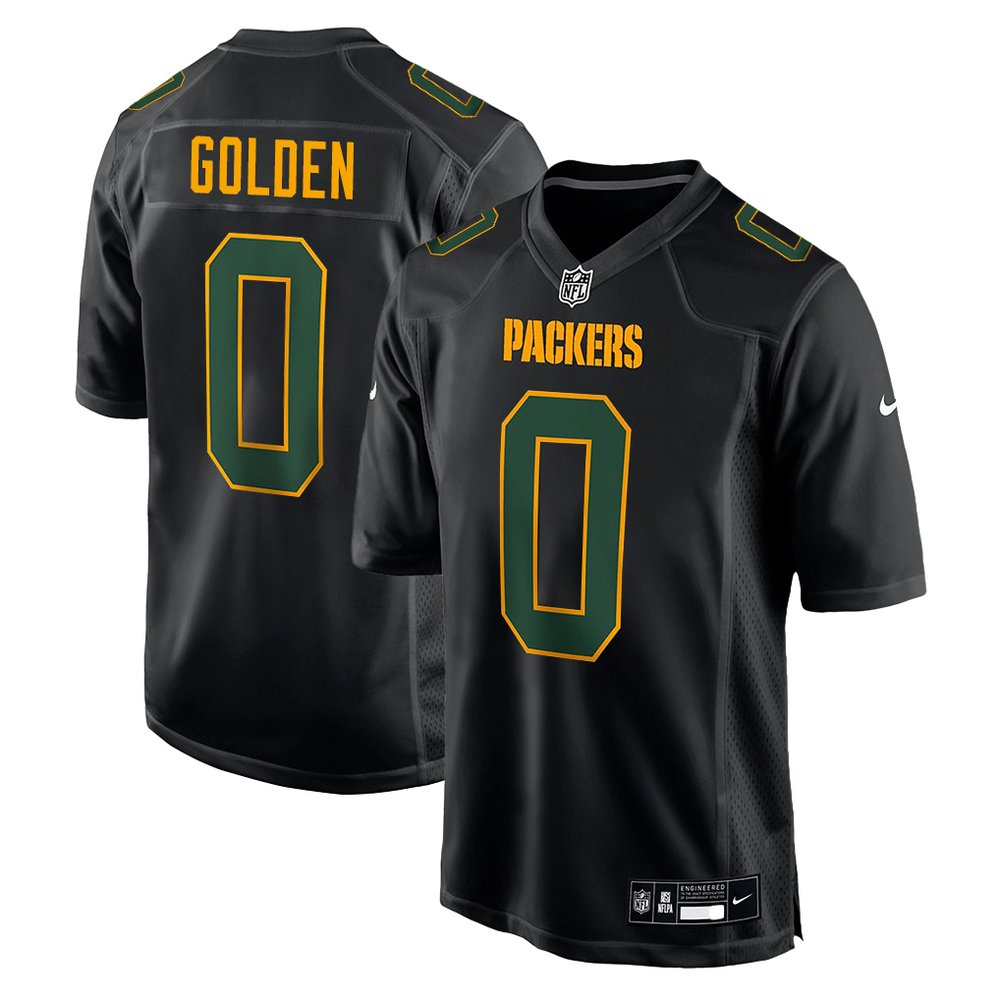 Men’s Green Bay Packers #0 Matthew Golden Nike Carbon Black Fashion Game Jersey