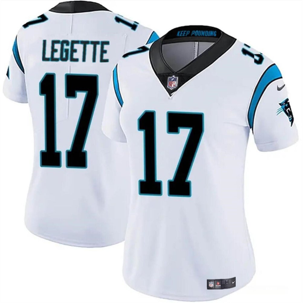 Women’s Carolina Panthers #17 Xavier Legette White 2024 Draft Vapor Stitched Jersey(Run Small)