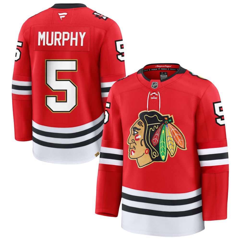 Men’s Chicago Blackhawks #5 Connor Murphy Red Centennial Premium Jersey