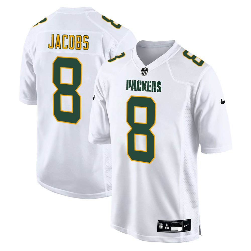 Men’s Green Bay Packers #8 Josh Jacobs Nike Tundra White Fashion Game Jersey