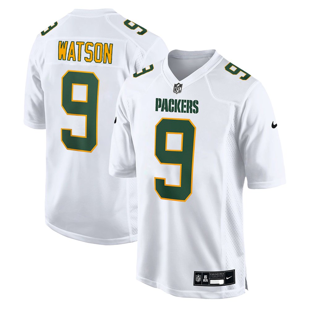 Men’s Green Bay Packers #9 Christian Watson Nike Tundra White Fashion Game Jersey