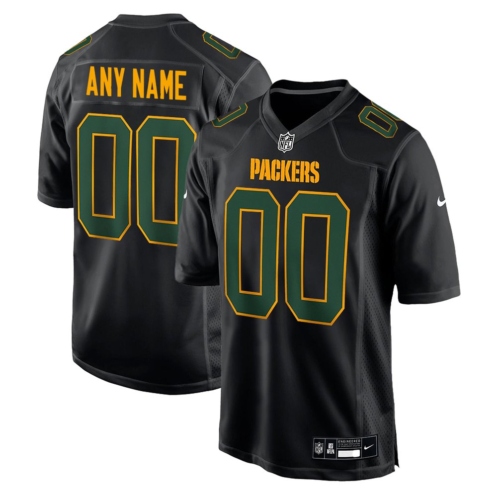 Men’s Green Bay Packers Custom Nike Carbon Black Fashion Game Jersey