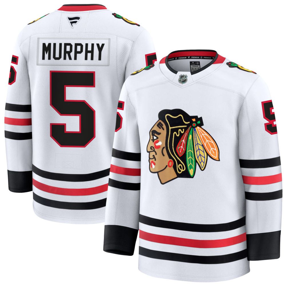 Men’s Chicago Blackhawks #5 Connor Murphy White Away Premium Jersey