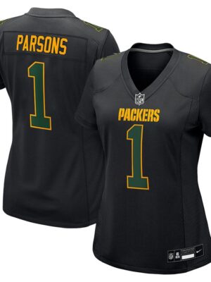 Women's Green Bay Packers #1 Micah Parsons Nike Carbon Black Fashion Game Jersey