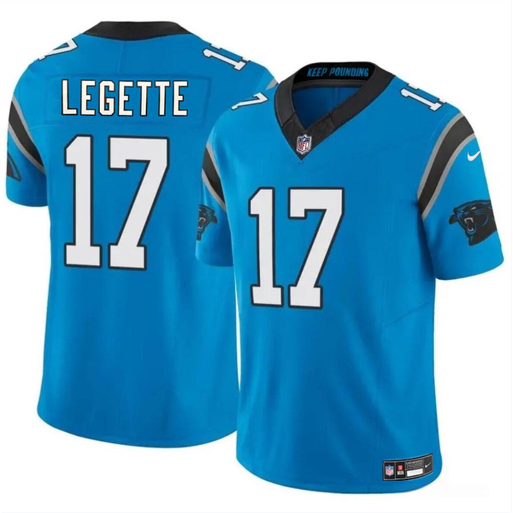 Men’s Carolina Panthers #17 Xavier Legette Blue 2024 Draft F.U.S.E. Vapor Limited Stitched Football Jersey