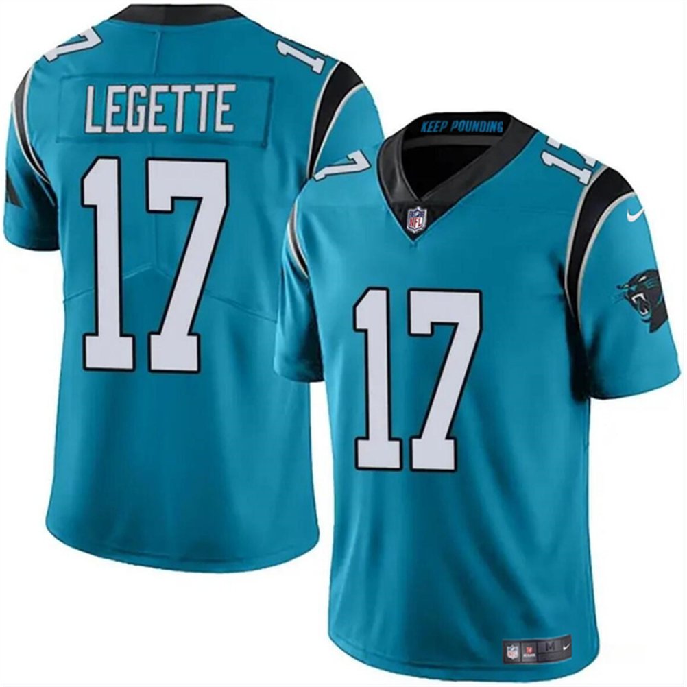 Men’s Carolina Panthers #17 Xavier Legette Blue 2024 Draft Vapor Limited Stitched Football Jersey
