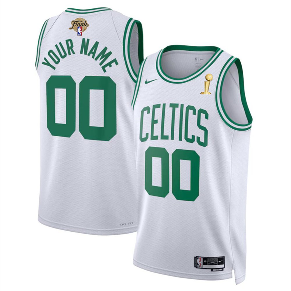 Men’s Boston Celtics Active Player Custom White 2024 Finals Champions Association Edition Stitched Basketball Jersey