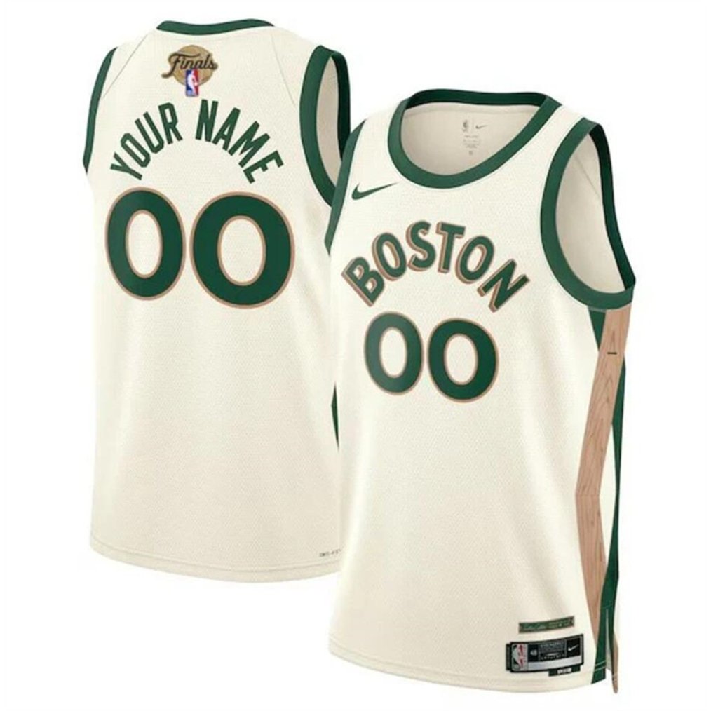 Men’s Boston Celtics Active Player Custom White 2024 Finals City Edition Stitched Basketball Jersey