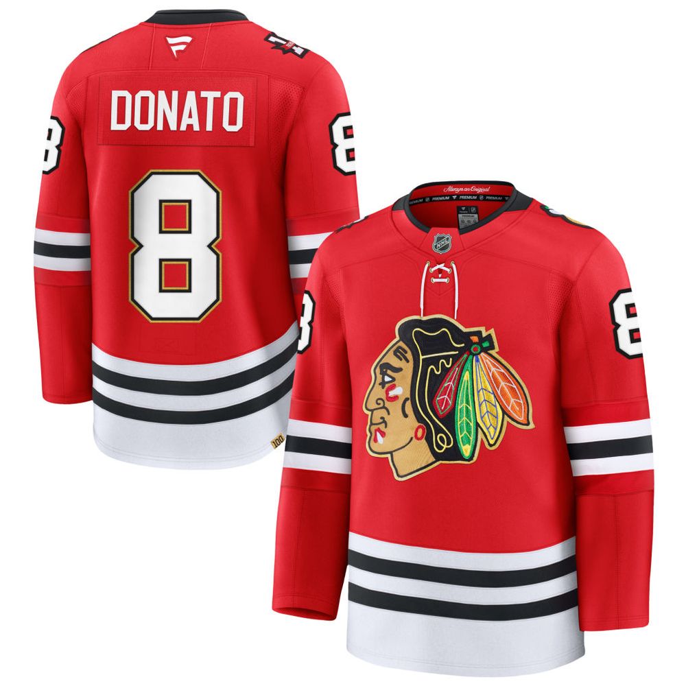 Men’s Chicago Blackhawks #8 Ryan Donato Red Centennial Premium Jersey