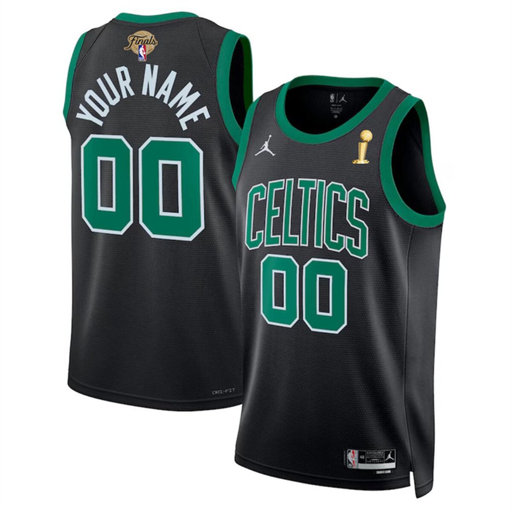 Men’s Boston Celtics Active Player Custom Black 2024 Finals Champions Statement Edition Stitched Basketball Jersey