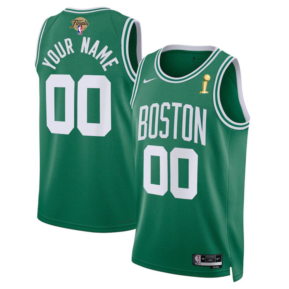 Men’s Boston Celtics Active Player Custom Kelly Green 2024 Finals Champions Icon Edition Stitched Basketball Jersey