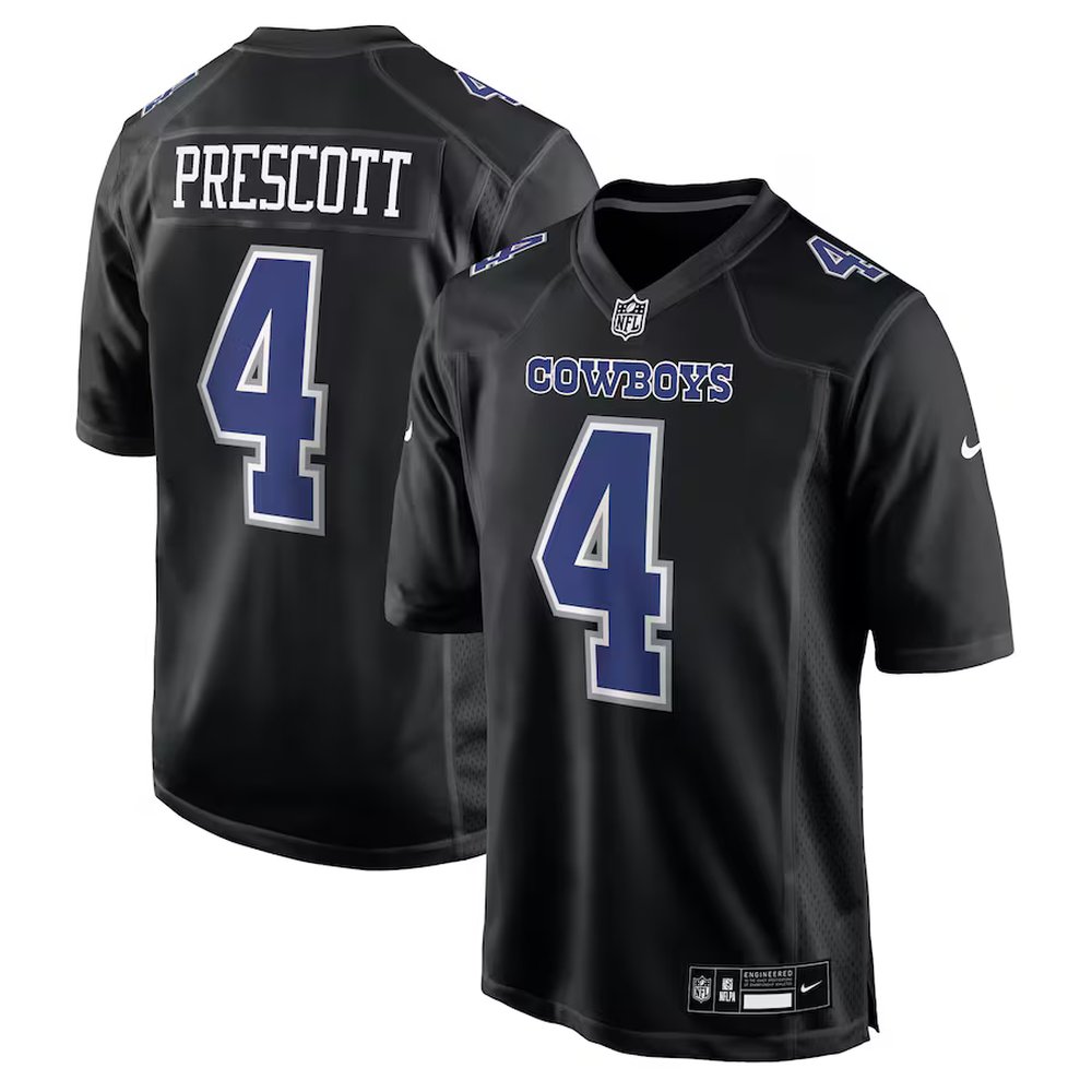 Men’s Dallas Cowboys #4 Dak Prescott Carbon Black Fashion Game Jersey