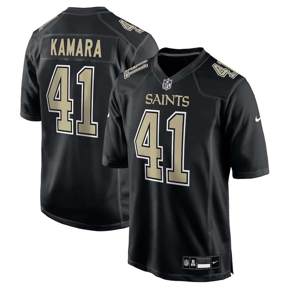 Men’s New Orleans Saints #41 Alvin Kamara Nike Carbon Black Fashion Game Jersey