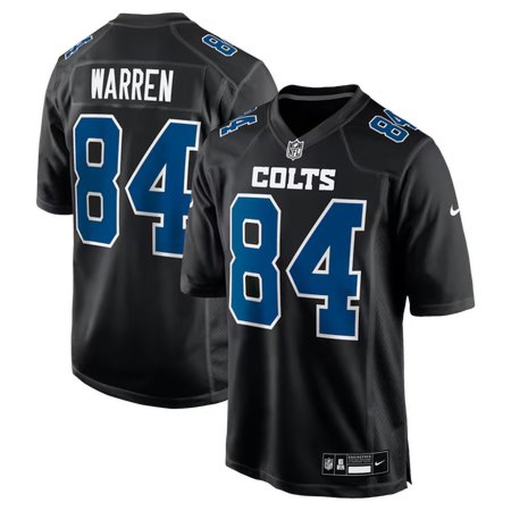 Men’s Indianapolis Colts #84 Tyler Warren Nike Carbon Black Fashion Game Jersey