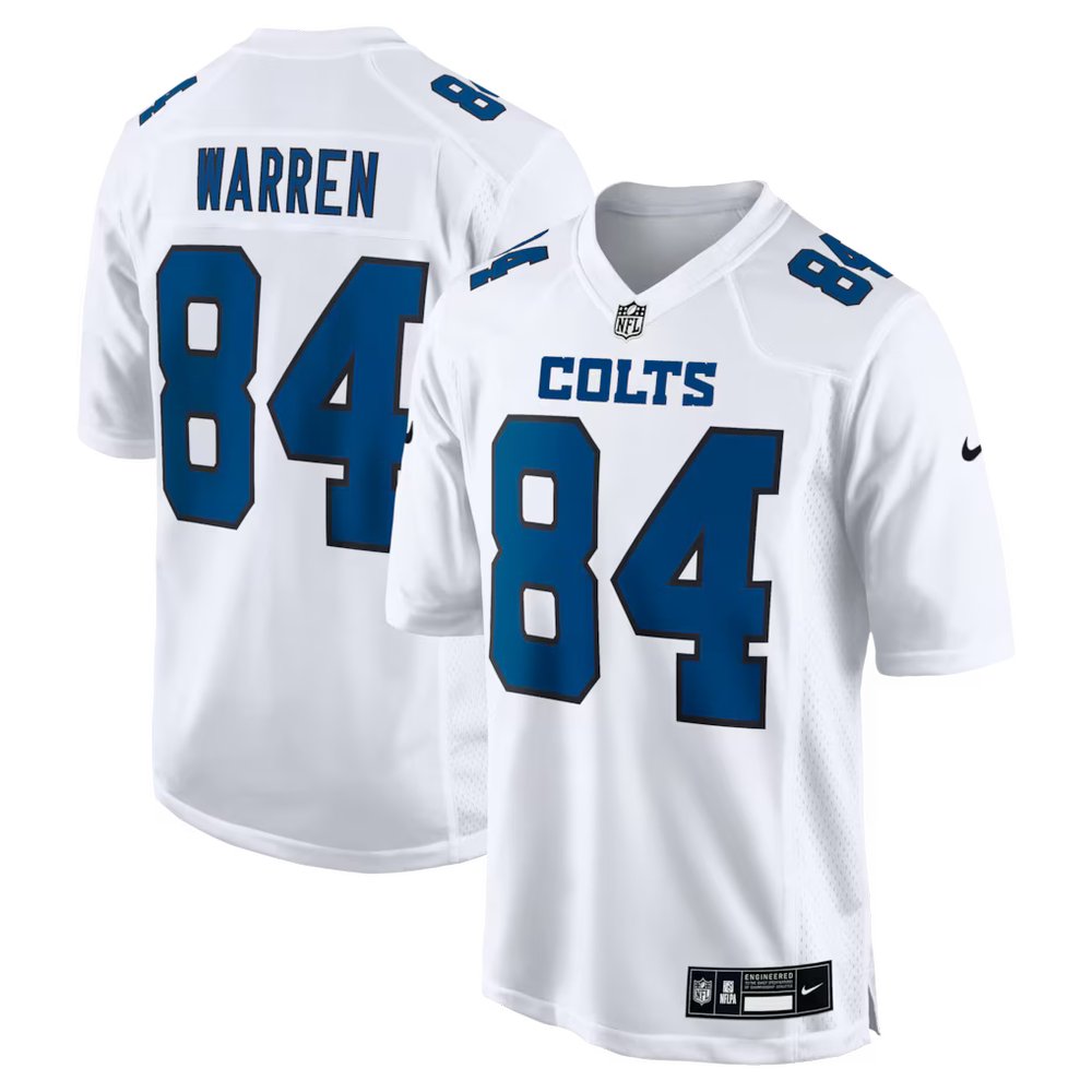 Men’s Indianapolis Colts #84 Tyler Warren Nike Tundra White Fashion Game Jersey