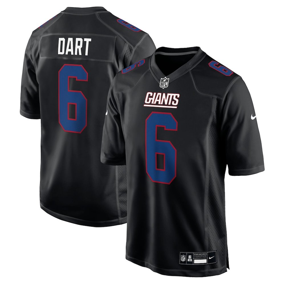 Men’s New York Giants #6 Jaxson Dart Carbon Black Fashion Game Jersey