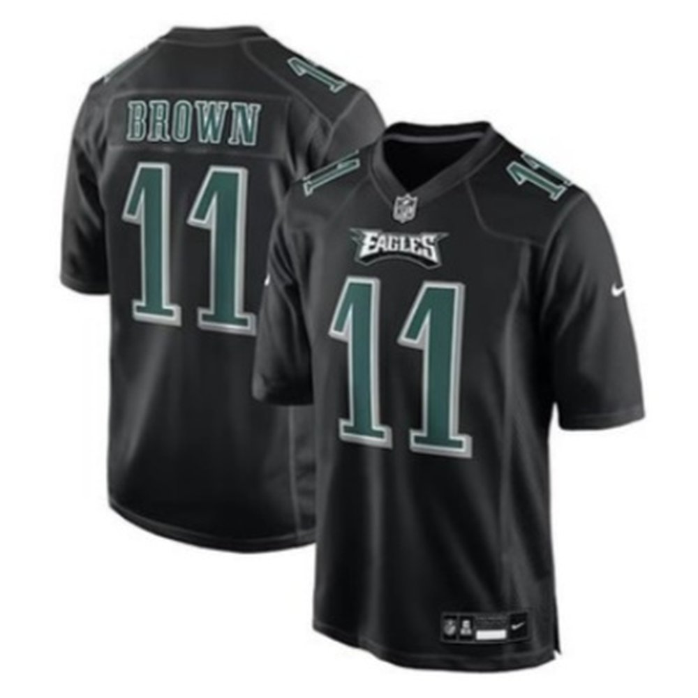 Men’s Philadelphia Eagles #11 A.J. Brown Nike Carbon Black Fashion Game Jersey