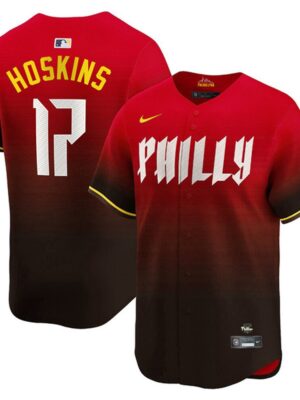 Men's Philadelphia Phillies #17 Rhys Hoskins Red 2024 City Connect Limited Stitched Jersey