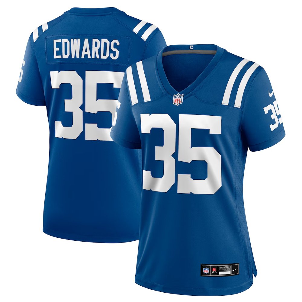 Women’s Indianapolis Colts #35 Johnathan Edwards Royal Team Game Jersey