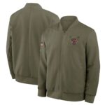 Men's Arizona Cardinals Nike Olive 2025 Salute to Service Sideline Full-Zip Bomber Jacket