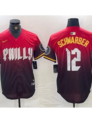 Men's Philadelphia Phillies #12 Kyle Schwarber Red 2024 City Connect Limited Stitched Jersey