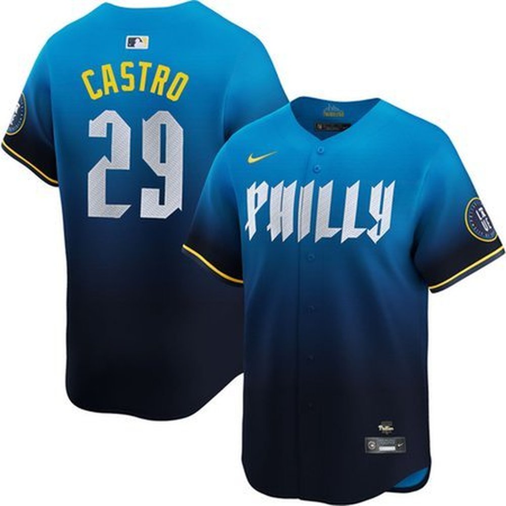 Men’s Philadelphia Phillies #29 Rodolfo Castro Blue 2024 City Connect Limited Player Jersey