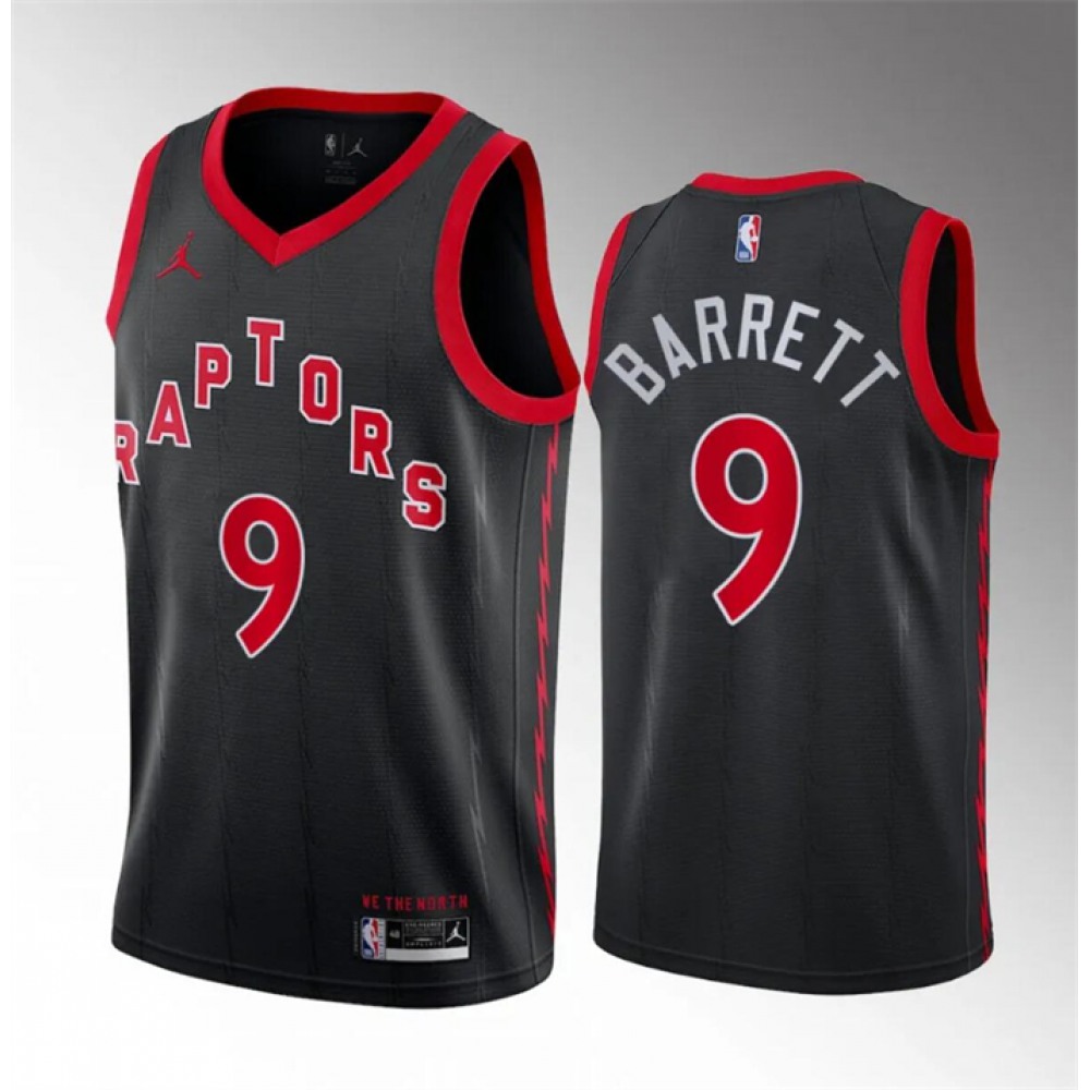 Men’s Toronto Raptors #9 RJ Barrett Black Statement Edition Stitched Basketball Jersey