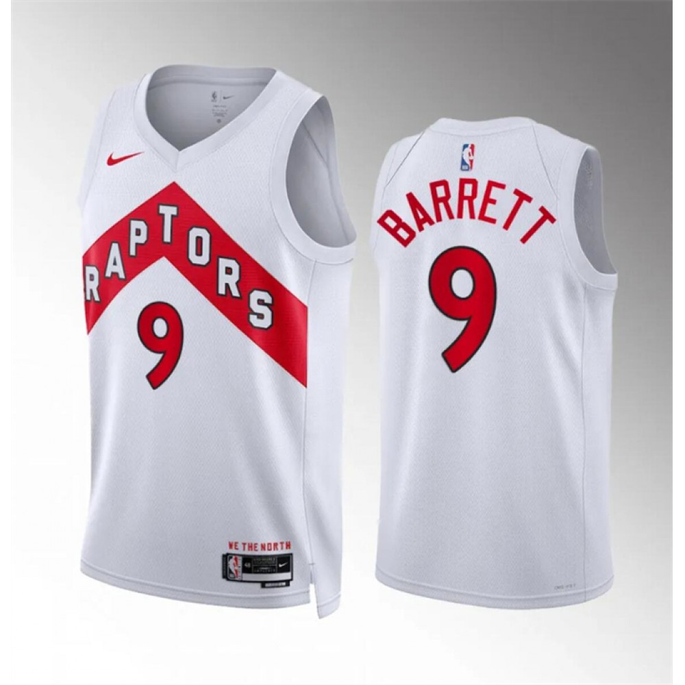 Men’s Toronto Raptors #9 RJ Barrett White Association Edition Stitched Basketball Jersey