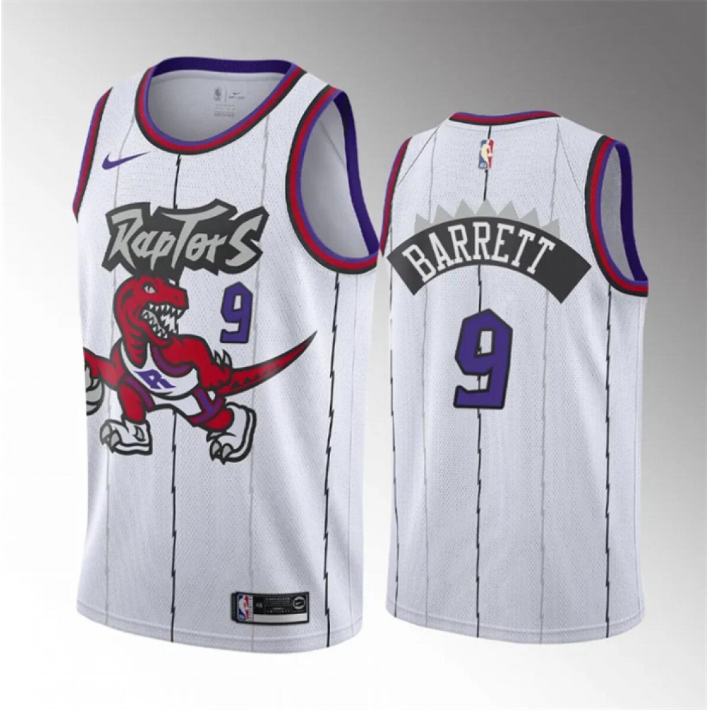 Men’s Toronto Raptors #9 RJ Barrett White Classic Edition Stitched Basketball Jersey