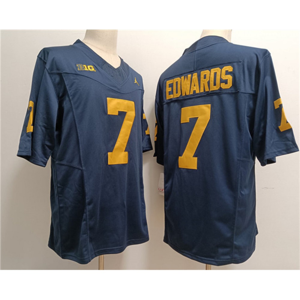 Men’s Michigan Wolverines #7 Donovan Edwards 2023 F.U.S.E.Navy Stitched Jersey