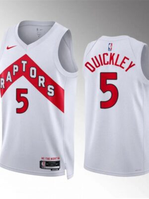 Men's Toronto Raptors #5 Immanuel Quickley White Association Edition Stitched Basketball Jersey