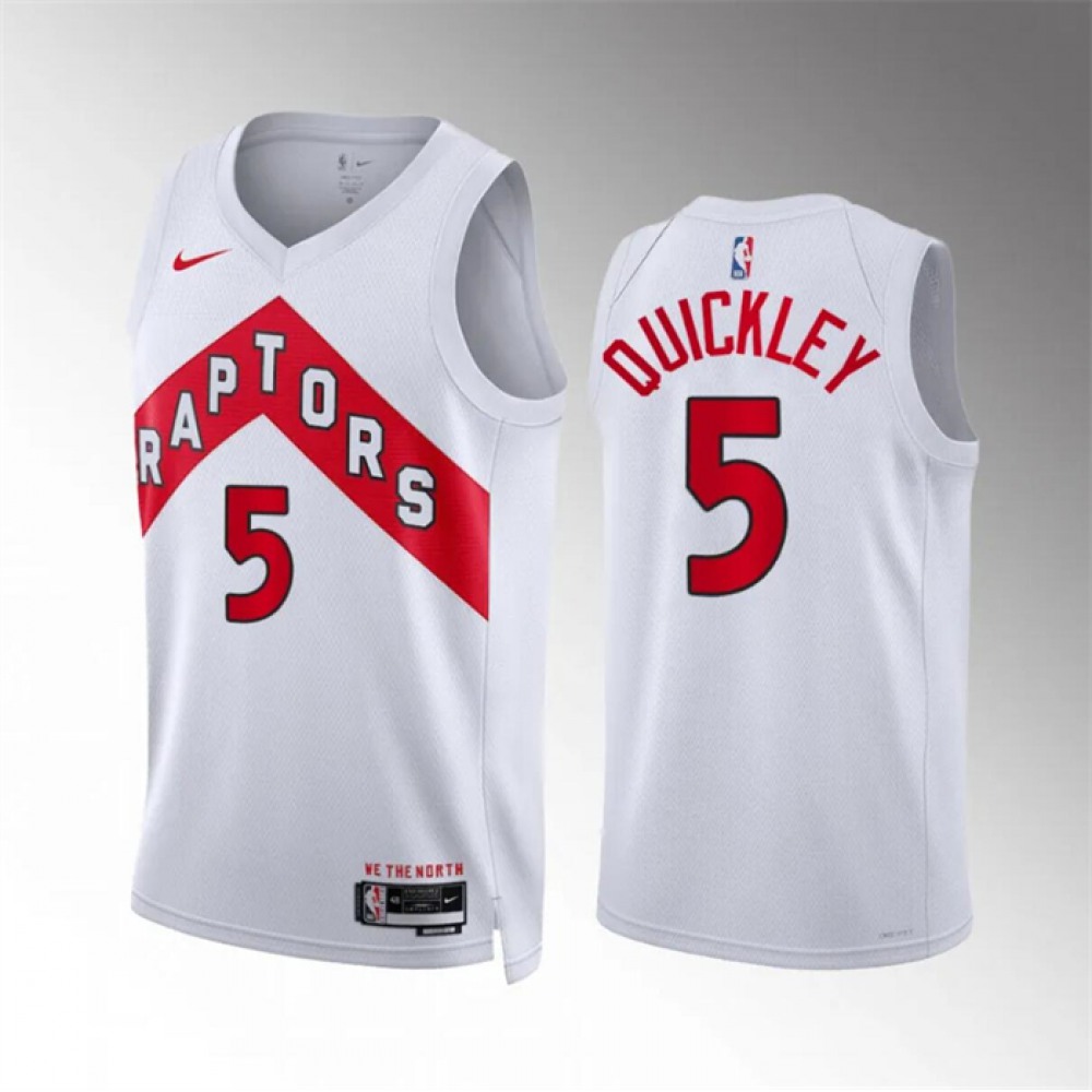 Men’s Toronto Raptors #5 Immanuel Quickley White Association Edition Stitched Basketball Jersey