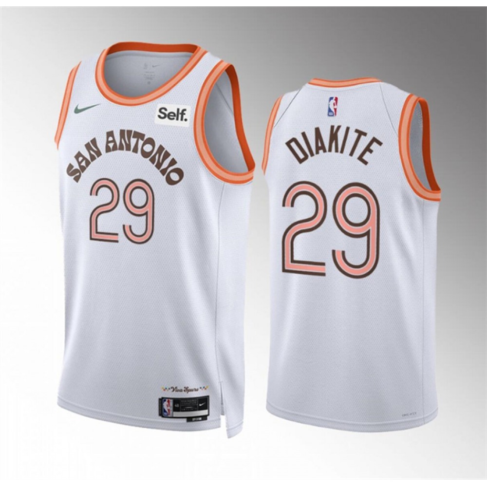 Men’s San Antonio Spurs #29 Mamadi Diakite White 2023/24 City EditionStitched Basketball Jersey