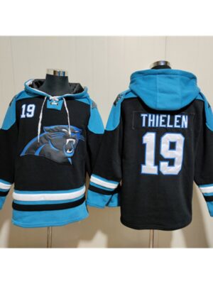 Men's Carolina Panthers #19 Adam Thielen Black Ageless Must-Have Lace-Up Pullover Hoodie