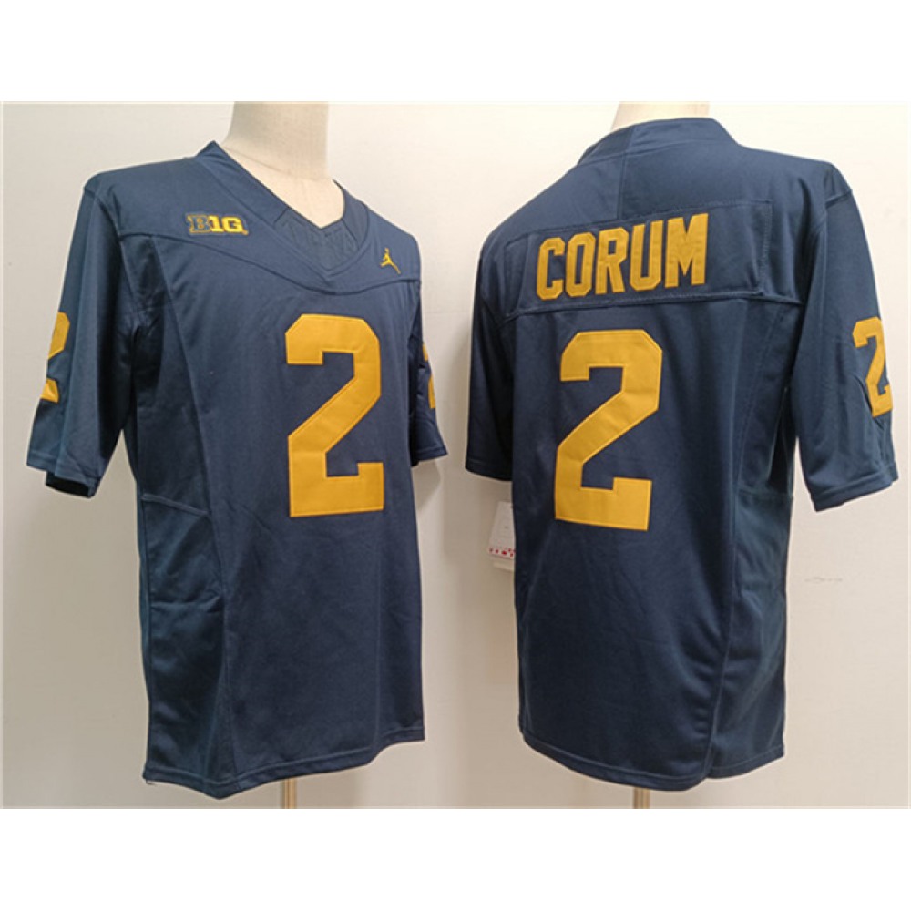 Men’s Michigan Wolverines #2 Blake Corum 2023 F.U.S.E. Navy Stitched Jersey