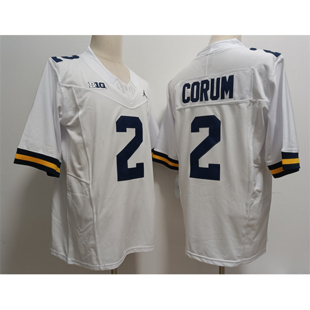 Men’s Michigan Wolverines #2 CORUM White Stitched Jersey