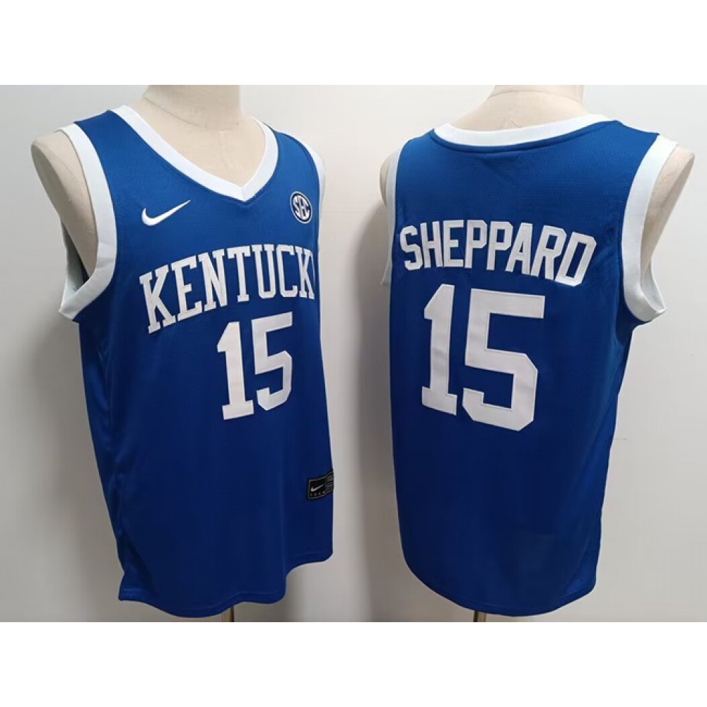 Men’s Kentucky Wildcats #15 Reed Sheppard Blue Stitched Jersey