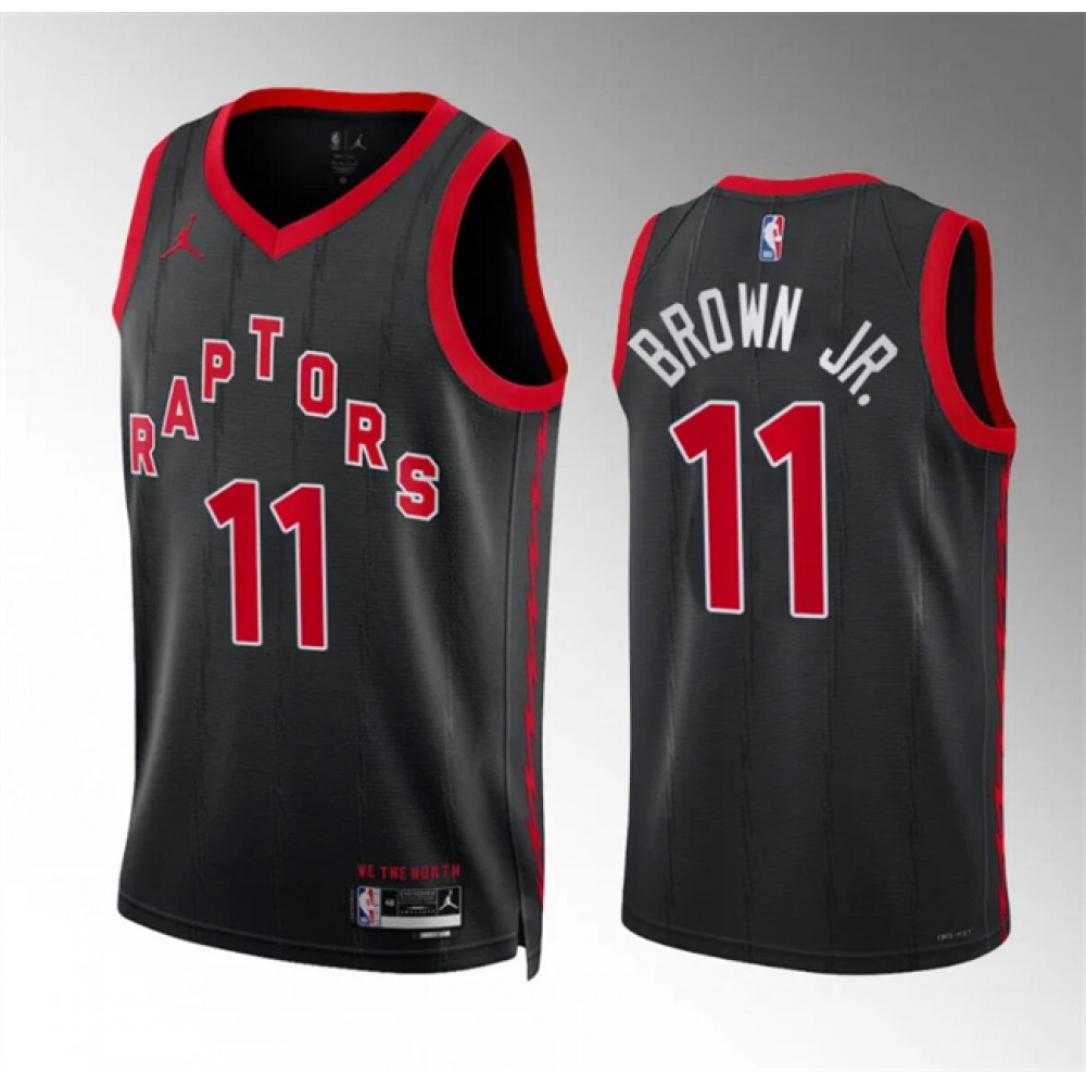 Men’s Toronto Raptors #11 Bruce Brown Jr Black Statement Edition Basketball Jersey